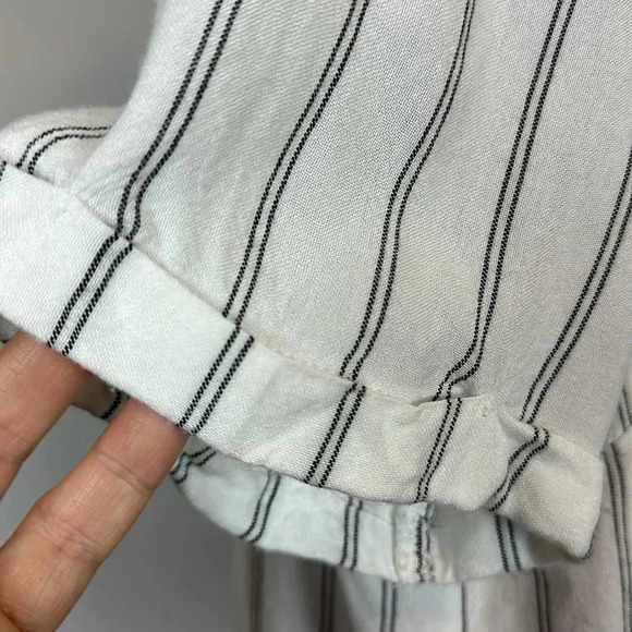 Anko viscose  short sleeve relaxed fit striped blouse waist tie - Picture 6 of 9